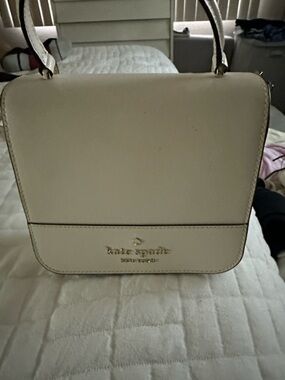 kate spade Cream Structured Leather Crossbody with Top Handle